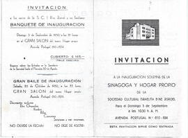 Invitación y programa de la inauguración de Sinagoga