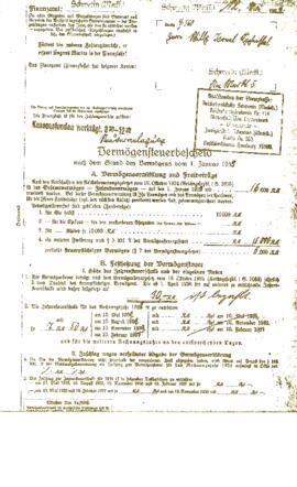 Vermögensteuerbescheld (Etiqueta del impuesto sobre el patrimonio).