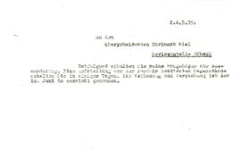 Mensaje al presidente de Finanzas de Nordmark in Kiel