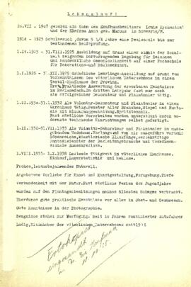 Lebenslauf (Curriculum vitae) Willy Kychenthal