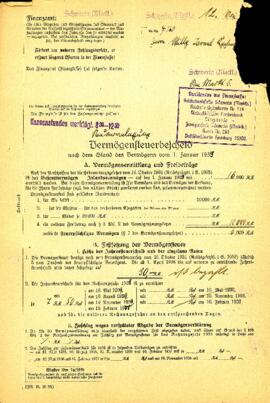 Vermögensteuerbescheld (Etiqueta del impuesto sobre el patrimonio).