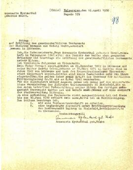 Antrag auf Eröffnung des gemeinschaftlichen Testaments der Eheleute Hermann Hecht