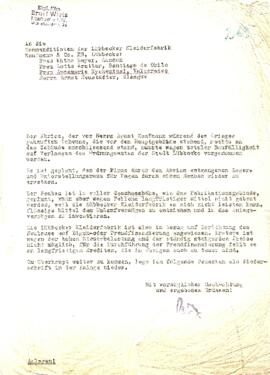 An die Kommanditisten der Lübbecker Kleiderfabrik”