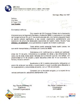 Invitación a participar en exposición "Los artistas y el ambiente"