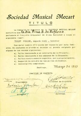 Certificado Sociedad Musical Mozart