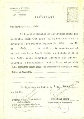 Certificado de permanencia