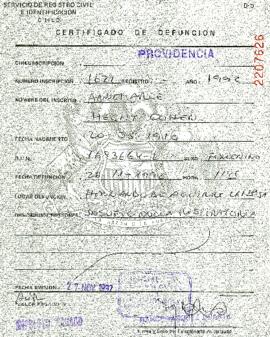 Certificado de defunción