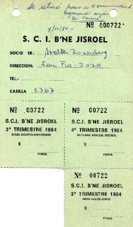 Talonario de cuotas trimestrales de socios