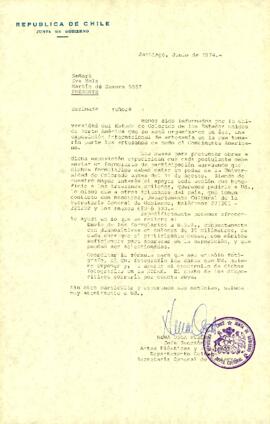 Correspondencia dirigida a  Eva desde sección de Artes Plásticas y Artesanías del departamento cultural, Secretaría General de Gobierno