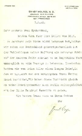 Sehr geehrte Frau Kychenthal