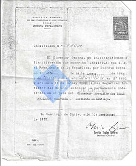 Certificado de permanencia definitiva a de Isaac SchilKrut Muravchic