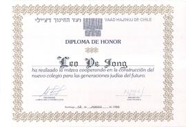 Diploma de honor Vaad Hajinuj de Chile