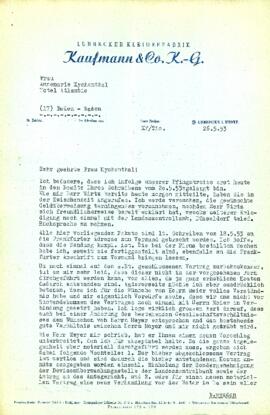 Correspondencia con Lübbecker Kleiderfabrik Kaufmann & Co.KG.